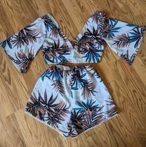 Shein tropical print short set, US women's size M
